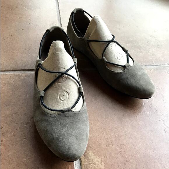 Earthies by Earth Brown Suede Ballet Slippers w Crossover Cords size 8.5 - Picture 10 of 16